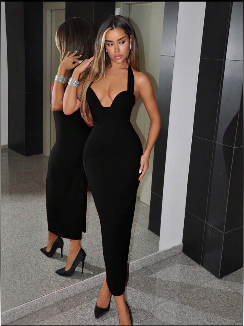Amazon Black Halter Maxi Dress